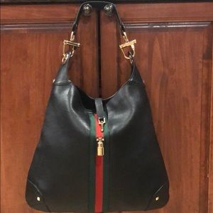 Black leather Gucci hobo bag
